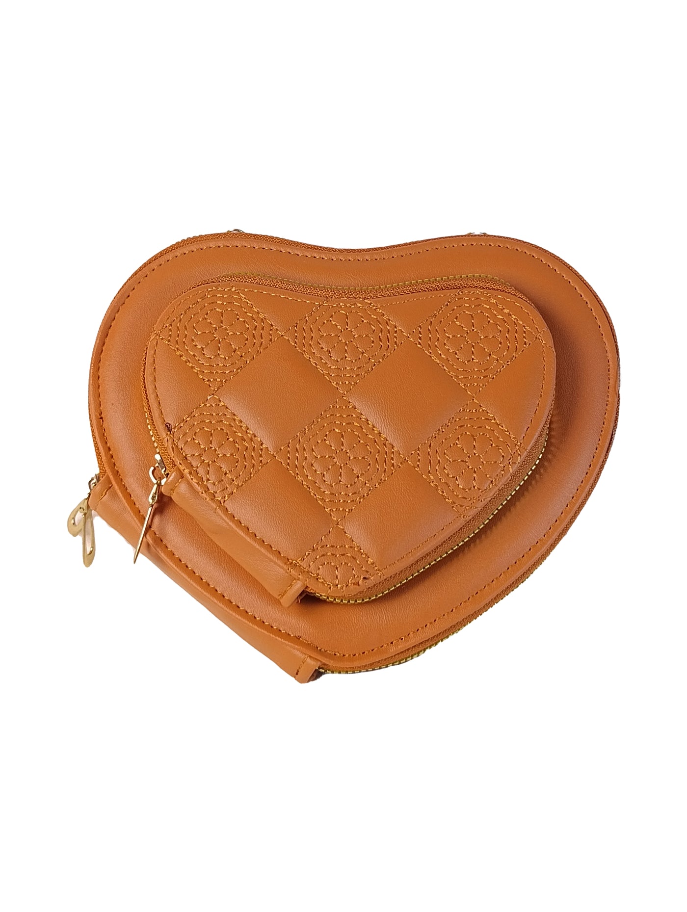 Quilted Heart Crossbody Bag - Faux Leather Mini Purse