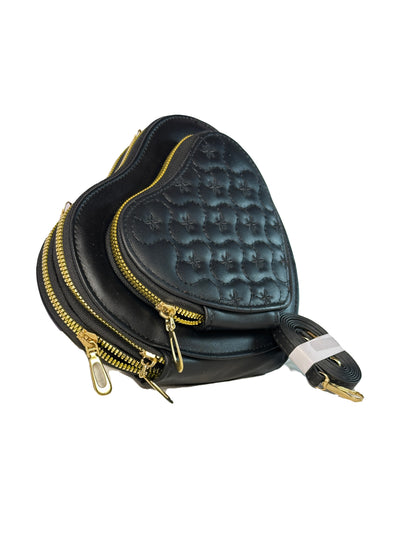 Quilted Heart Crossbody Bag - Faux Leather Mini Purse