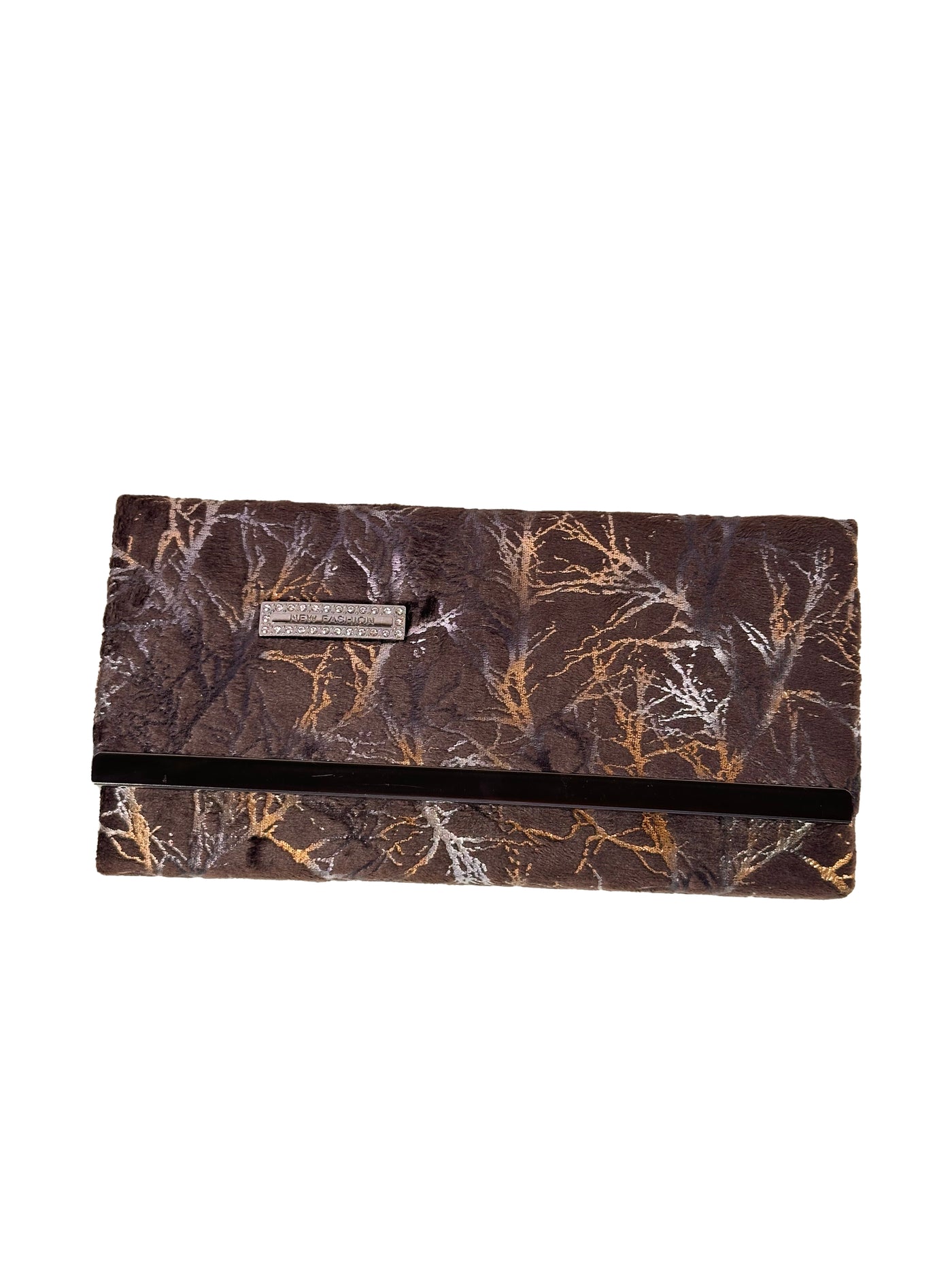 Elegant Branch Pattern Evening Clutch | Metallic Abstract Print Purse